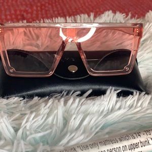 Pink Flat Top Shield Glasses
